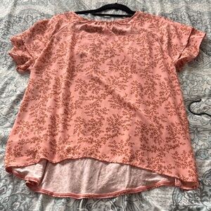 LOFT Pink and Brown Floral Blouse